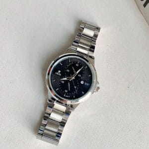 1pc Classical Men's Business Fashion Date Calendar Watch With Large Dial And Steel Strap