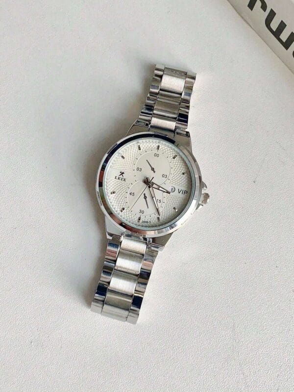1pc Classical Men's Business Fashion Date Calendar Watch With Large Dial And Steel Strap - Image 2