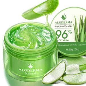Aloderma Organic Aloe Vera Gel for Face & Body, Made within 12 Hours of Harvest, 96% Pure Aloe Vera Gel for Skin, Scalp, & Hair, Soothing Aloe Face Moisturizer, Multipurpose, Hydrating Aloe Gel