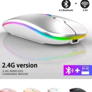 1pc Rechargeable Portable Dual-Mode Wireless Silent Illuminated Mouse, Compatible With Laptop, Tablet, Mobile Phone, Gaming Mouse, Can Be Connected Via Wireless/USB Interface
