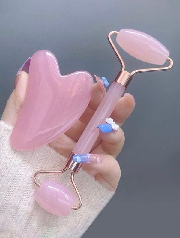 1pc Set Of Pink Facial Gua Sha Massager Tool, Body Massage Roller For Meridians Scraping, Facial Beauty Lifting Massager