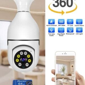 1pc With 64GB Card 360° Creative Bulb Shaped 2MP 1080P Surveillance Camera