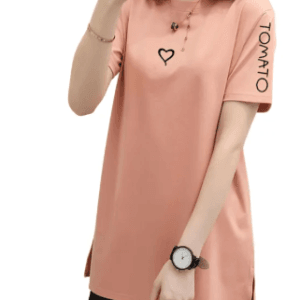 Pink Cotton Half Sleeve Premium T-Shirt For Women