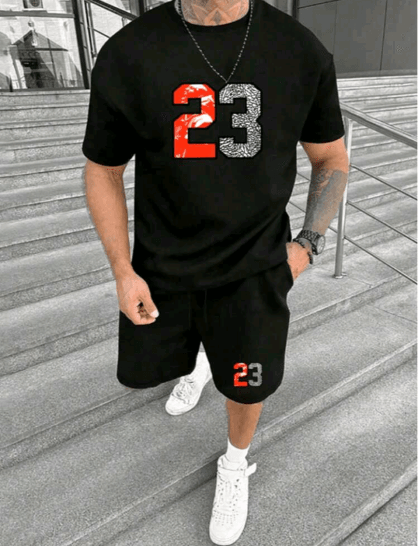 Men's T-Shirt Set, Fashionable 23 Pattern Round Neck Short Sleeve Shorts Set, Casual Daily Wear T-Shirt Set