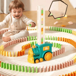 1 Set Auto Dispensing Dominoes Train Toy, Educational Montessori Building Blocks For Children 3-6 Years Old