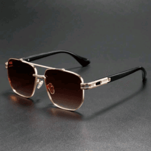 1pc Men's Retro Metal Frame Double Bridge Fashionable Glasses, Suitable For Daily Wear, Sweaters, Coats, New Year, Travel, Casual And Stylish