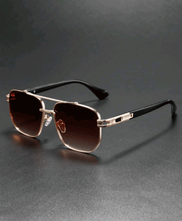 1pc Men's Retro Metal Frame Double Bridge Fashionable Glasses, Suitable For Daily Wear, Sweaters, Coats, New Year, Travel, Casual And Stylish