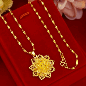 One Gold-Tone Fashionable Brass Hollow Out Thorn & Flower Pendant Collarbone Necklace For Women Dating Valentines