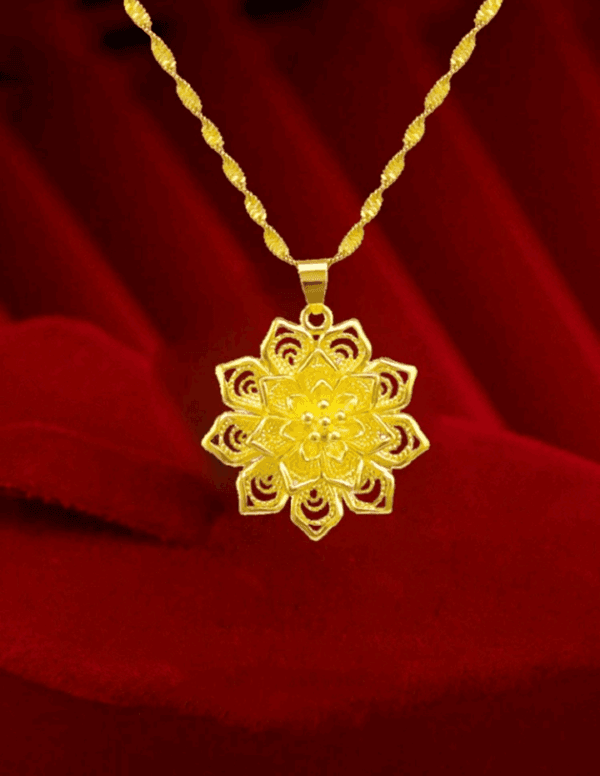 One Gold-Tone Fashionable Brass Hollow Out Thorn & Flower Pendant Collarbone Necklace For Women Dating Valentines - Image 2