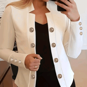Women Solid Color Button Front Long Sleeve Lightweight Jacket, Spring/Autumn