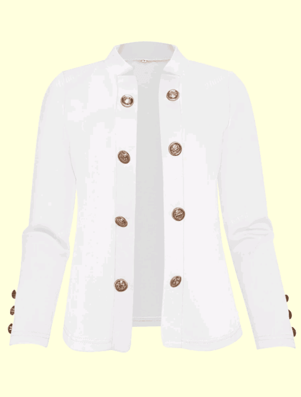 Women Solid Color Button Front Long Sleeve Lightweight Jacket, Spring/Autumn - Image 2
