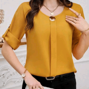Clasi Women Solid Roll Up Sleeve Blouse