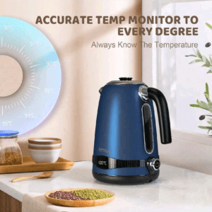 OCTAVO UK Plug 2200W 1.7L Electric Kettle Temperature Control With 7 Heat Settings & LED Display, 304 Stainless Steel Kettle With Auto Shut-Off & Boil-Dry Protection(220V))