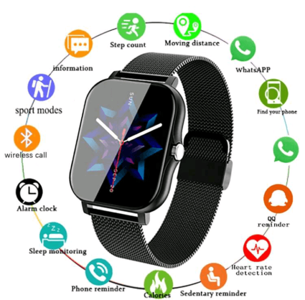 LIGE LIGE smart watch, fashionable smart watch for men and women, waterproof multi-sport mode, heart rate monitoring, blood pressure monitoring, blood oxygen monitoring, sleep monitoring, health monitoring smart bracelet