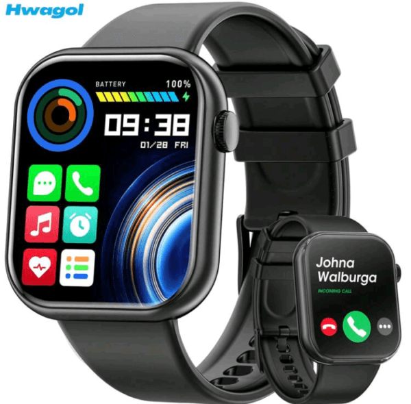 Hwagol 2025 Upgraded Smart Watch (Answer/Make Calls), 1.85 Inch Display 230mAh Battery Capacity Smart Watch, Suitable For Men And Women, Fitness Tracker, Multiple Sports Modes, Step Calorie Counter, Sleep Monitor,Heart Rate, Blood Oxygen Monitor Watch Compatible With IOS Android