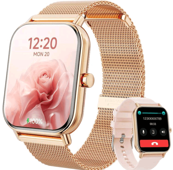 Hwagol Women's Smart Watch 1.83" HD 220mAh Smartwatch For Men Women (Answer/Make Calls), Fitness Watch With 100+ Sports Modes, Sleep Monitor, Activity Trackers Men'Smart Watch For IOS/Android Steel/Silicone Double Strap