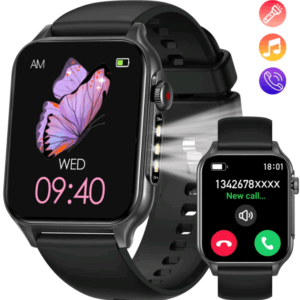EIGIIS 2025 New Smart Watches For Women Men With LED Flashlight 1.96" HD Screen Outdoor Smartwatch 100+ Sports Modes Fitness Tracker Watch With Heart Rate Sleep Monitor Compatible With IPhone Android