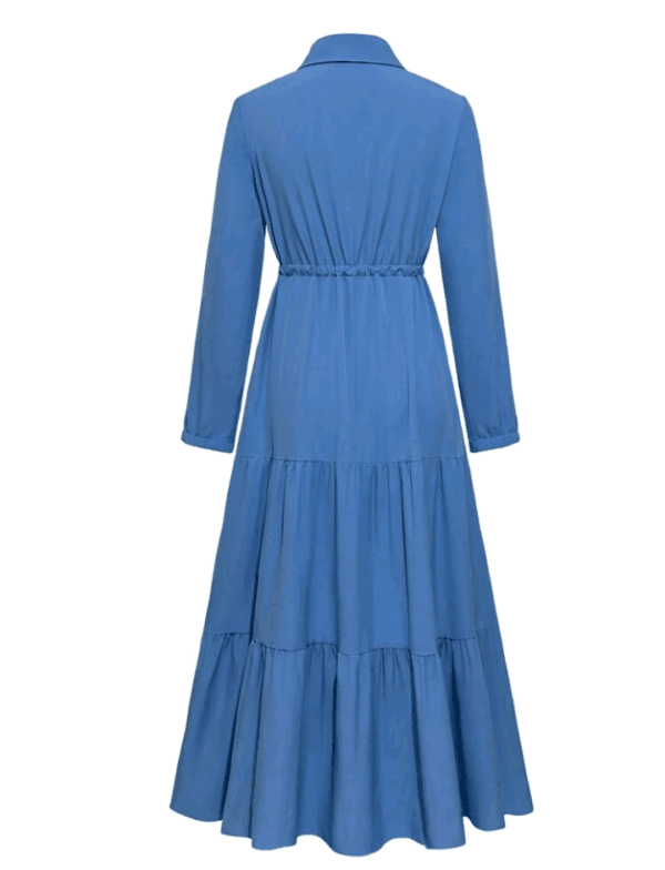 Solid Button Front Cinched Waist Shirt Dress - Image 2
