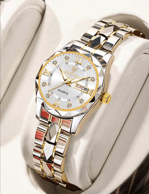 BINBOND BINBOND Luxury Gold Quartz Watch Women's Fashion Women's Watch Waterproof Night Light Stainless Steel Business Leisure Dual Calendar Women's Watch