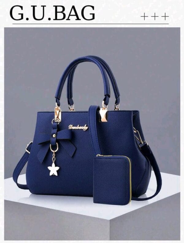 2pcs/1pc Women's Solid Color Handbag And Card Holder, With Pu Material And Bow Pendant, Mother's Day Gift, Valentine's Day Gift, Elegant Women's Handbag Women's Shoulder Bag Crossbody Bag, Large Capacity Tote Bag Handbag