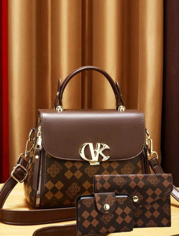 Three Pieces Vintage PU Crossbody Bag, Retro Turn Lock Shoulder Bag, Women's Fashion Handbag & Purse