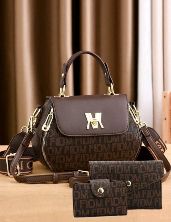 Three Pieces Vintage PU Crossbody Bag, Retro Turn Lock Shoulder Bag, Women's Fashion Handbag & Purse