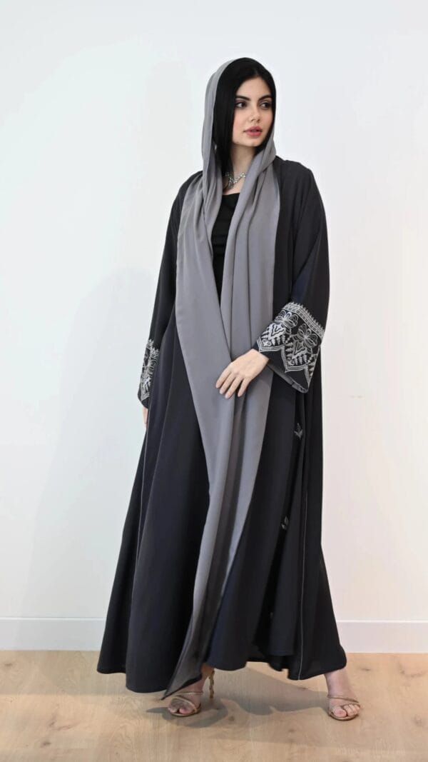 Duja Abaya in Grey, Dubai Abaya - Image 2