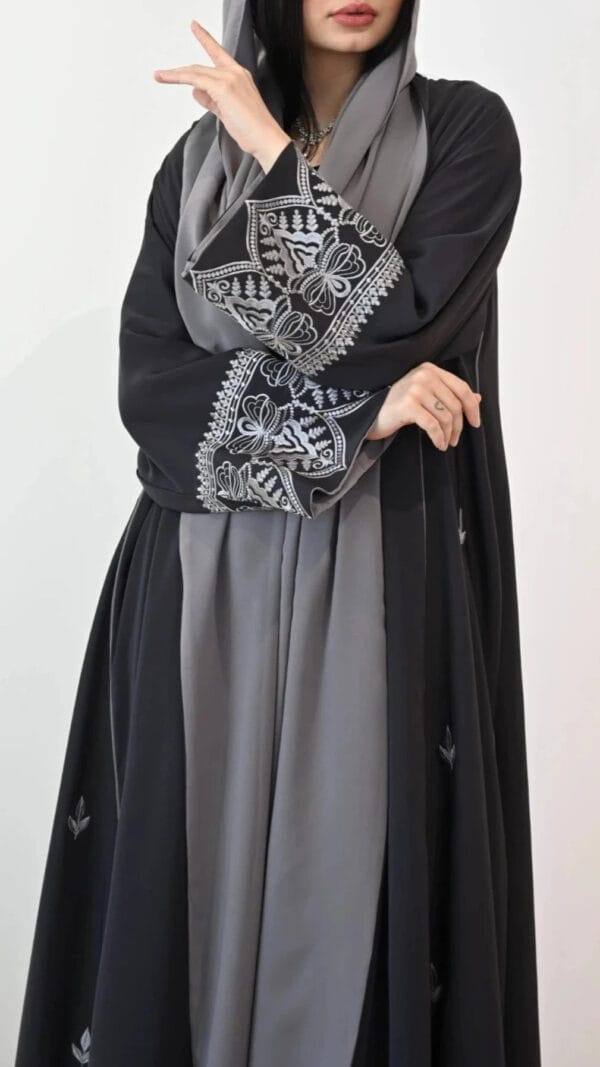 Duja Abaya in Grey, Dubai Abaya - Image 3