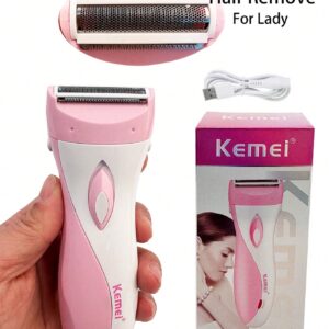 Kemei KM-3018 Electric Women Painless Hair Remover Shave Wool Device Body Hair Remove Underarm Leg Hair Remove Bikini Private Place Hair Remove USB Rechargeable Painless Epilator For Body Use