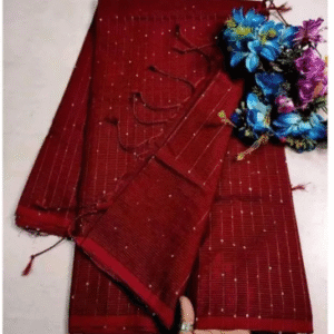 Treandy Collection Red Colour Halfsilk 12 Hand Chumki Saree For Woman
