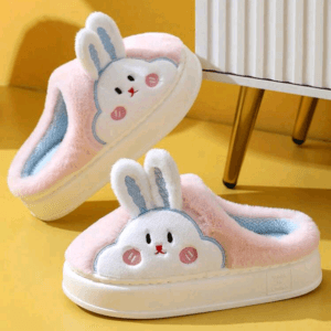 Women's Warm And Cozy Indoor Rabbit Slippers For Winter, Thick Soles, Non-slip, Cute Cartoon Plush Slipper For Home Use
