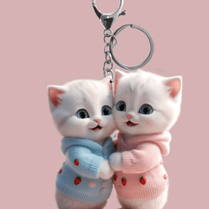 1pc Casual Cute Cat Pattern Keychain, 2D Acrylic Design, Adorable Style Gift For Women, Charming Accessory, Backpack Pendant, Car Hanging Decor