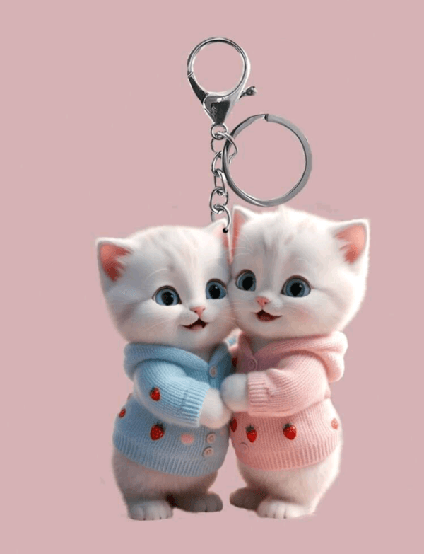 1pc Casual Cute Cat Pattern Keychain, 2D Acrylic Design, Adorable Style Gift For Women, Charming Accessory, Backpack Pendant, Car Hanging Decor