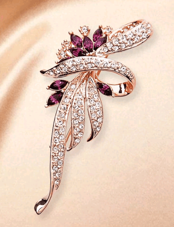 1pc Delicate Design Suits Brooch Crystal Flower Decor Ladies Invisible Clips, Suitable For Daily Wear