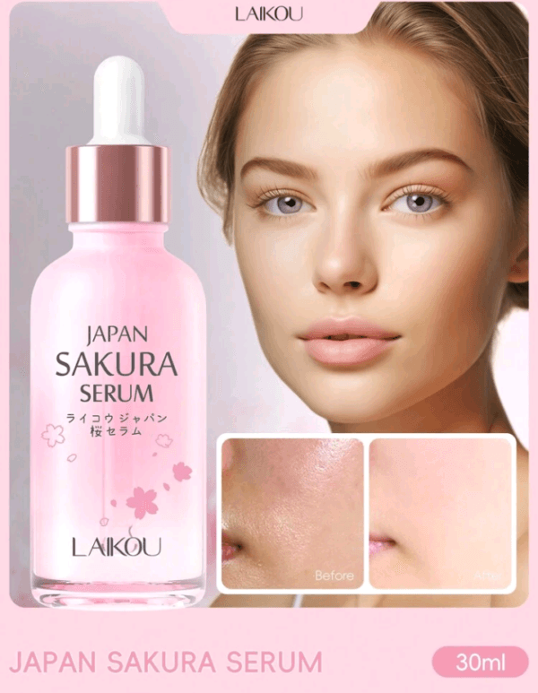 LAIKOU 1pc Deep Nourishing LAIKOU Japan Sakura Facial Serum, 30ml Skin Rejuvenation Face Essence Shrink Pores Facial Treatment Easy Going For Travel Gift For Women, Mom, Wife, Sister, Teen, Girl Friend Skincare Spa Mother's Day