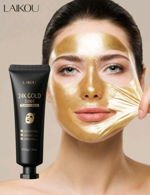 1 Pc Remove Blackhead LAIKOU 24K Gold Snail Peel-Off Mask, 50g Deep Cleansing Pores Tearing Mask Brighten Skin Tone Face Mask Wax Gift For Women & Girl Mother's Day Facial Skin Care Makeup
