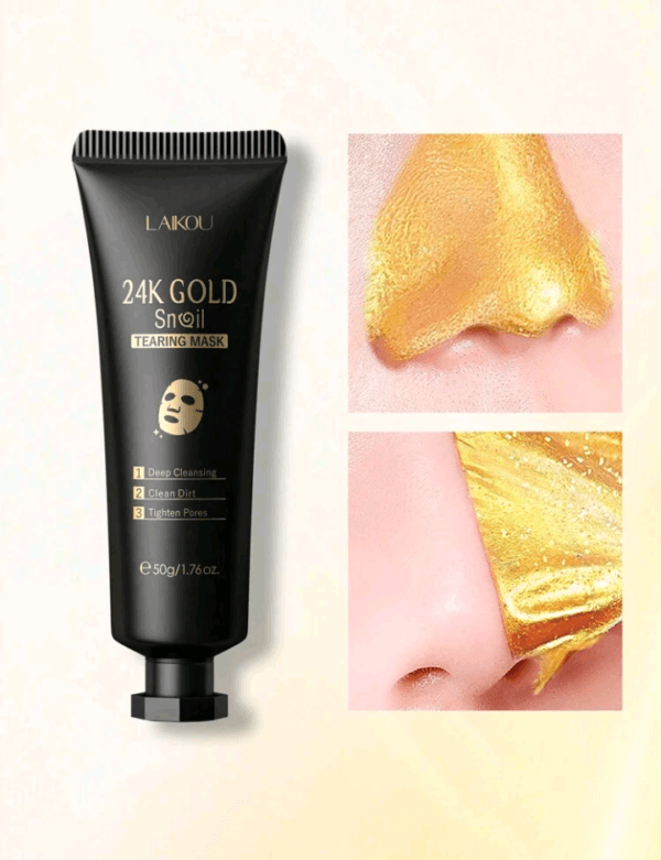 1 Pc Remove Blackhead LAIKOU 24K Gold Snail Peel-Off Mask, 50g Deep Cleansing Pores Tearing Mask Brighten Skin Tone Face Mask Wax Gift For Women & Girl Mother's Day Facial Skin Care Makeup - Image 2
