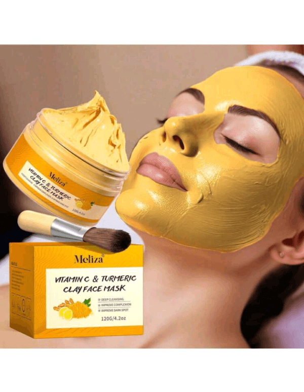 4.23oz Vitamin C & Turmeric Clay Face Mask Turmeric Peeling Mask Blackhead Deep Cleansing Mask Vitamin C Peeling Mask The Look Of Large Pores, Dirt And Oily Skin,Perfect For Mother'S Day Gifts