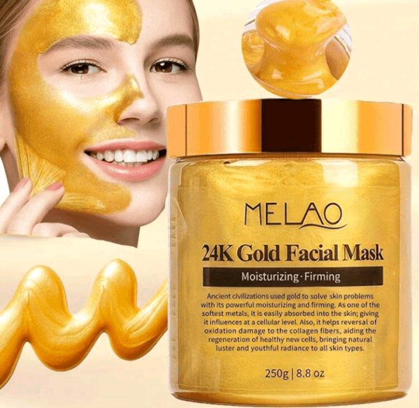 MELAO 24K Gold Facial Mask, Anti-Aging Gold Face Mask For Flawless & Moisturizes Skin, Helps Reduces Wrinkles, Fine Lines & Acne Scars, Removes Blackheads, Dirt & Oils