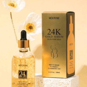 MOOYAM 24K Golden Hyaluronic Acid Serum With Golden Foil Facial Essence, Wrinkle Diminishing And Firming, Containing Vitamin E And Retinol Hyaluronic Acid Essence