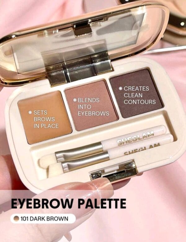 SHEGLAM Full-Filled Eyebrow Palette-101 Dark Brown 3-Color Matte Eyebrow Powder Eyebrow Wax Filling Defining Shaping Eyebrow Makeup With Small Brush Christmas Party Eyebrow Valentine's Day Decor Love Gift Winter Y2K Makeup Party Beach Travel Holiday Camping Outdoors Present Rose Fashion Girl Cosmetic Cosplay Best Trip Festivals Color Fancy Campus School Charm Vibe Women's Day