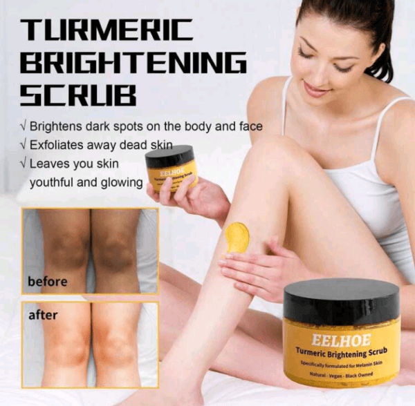 EELHOE 1pc/100gm Turmeric Scrub - Deep Cleansing ,Removes Dead Skin Cells, Brightens & Smoothens Skin, Hydrating And Nourishing Skin Care - Image 3