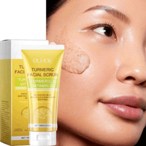 100g Turmeric Face Scrub Exfoliator, Natural Ingredients Non-Irritating, Gently Cleanses, Repairs Dead Skin, Exfoliates, Brightens, Hydrates, Smoothens Skin, Suitable For All Skin Types