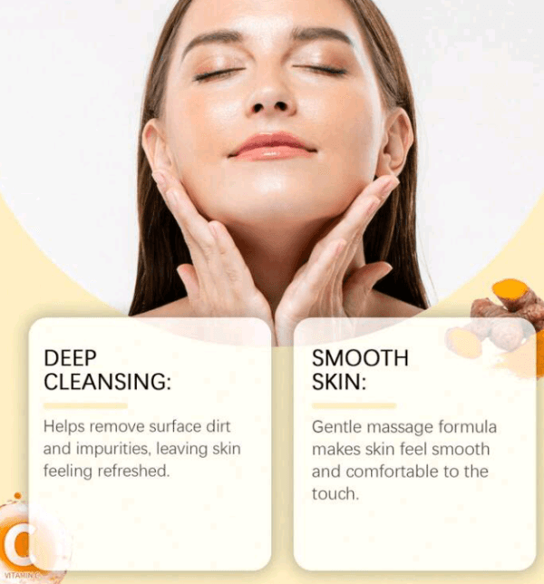 100g Turmeric Face Scrub Exfoliator, Natural Ingredients Non-Irritating, Gently Cleanses, Repairs Dead Skin, Exfoliates, Brightens, Hydrates, Smoothens Skin, Suitable For All Skin Types - Image 2