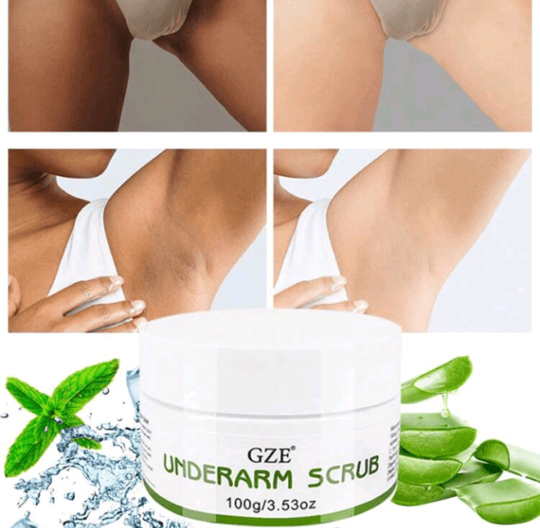 GZE Underarm Scrub With Peppermint, Aloe Vera And Walnut Shell Powder, Underarm Scrub Helps On Removing Odor, Deep Cleanse & Exfoliating, For Legs, Knee, Feet, Hands Whole Body, Armpit Whitening - Image 3