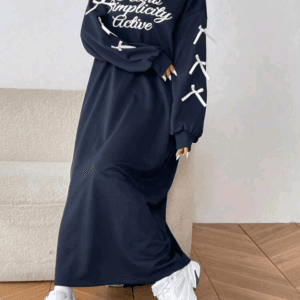 Mulvari Women's Crewneck Long Sleeve Letter Print Bow Decor Sweatshirt Dress,Long Sleeve Tops