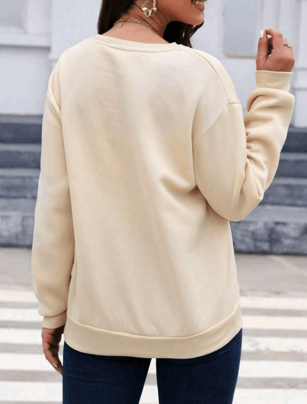 INAWLY Heart Print Drop Shoulder Sweatshirt,Long Sleeve Tops - Image 2