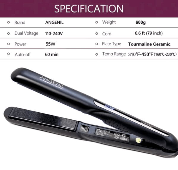 ANGENIL 【US】ANGENIL Professional Ceramic Flat Iron Hair Straightener and Curler 2 In 1, Argan Oil Flat Iron Curling Iron In One, Fast Heating Hair Straightening Styling Iron, Dual Voltage Flat Iron for Women Gift - Image 5