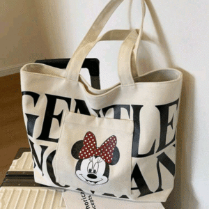 Disney Disney's New Fashionable Simple And Versatile Cute Urban Simple Cartoon Mickey Mouse Minnie Canvas Bag Handbag Tote Bag With Light Portable Storage Bag Crossbody Bag Storage Bag
