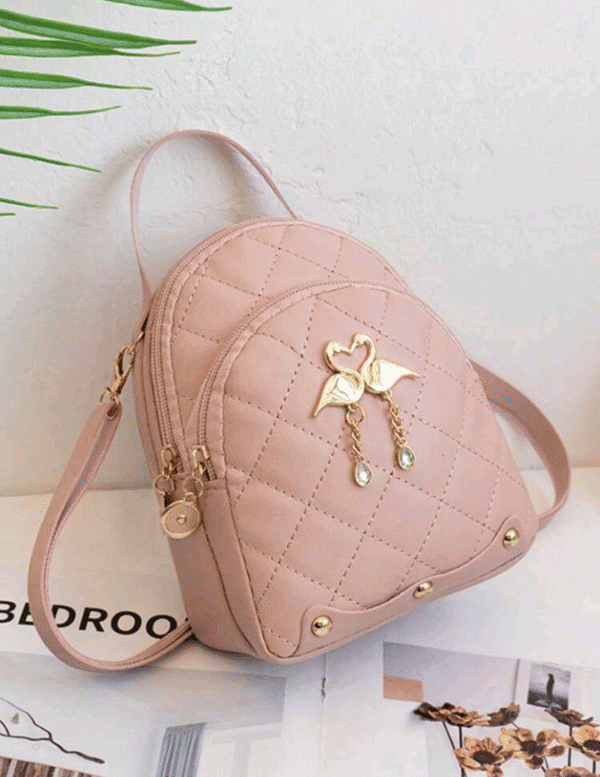 A Mini Quilted Backpack, A Mini Swan Hardware Decoration Small School Bag, Very Suitable For Travel, Shopping. School Bag,S Bag,S Backpack,Mini Backpack,Bag School,
